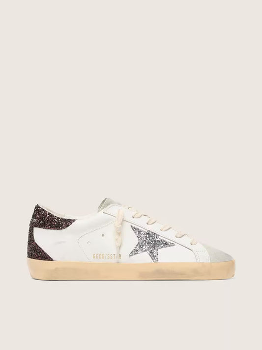 Super-Star pour femme avec étoile pailletée argentée et talon pailleté marron